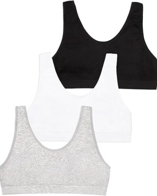 MEEMBOOLI Air Sports Bra Pack of 3 Girls Sports Non Padded Bra(Black, White, Grey)