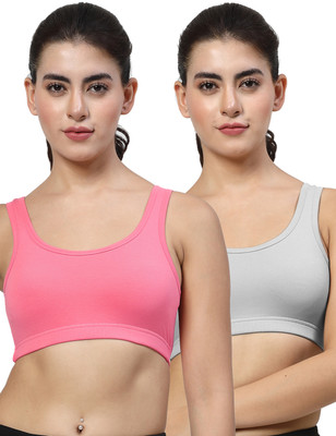 LILY StropsYttak Double Layered Women Sports Non Padded Bra(Pink, Grey)