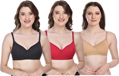 Orenzy Women Push-up Lightly Padded Bra(Gold, Red, Black)