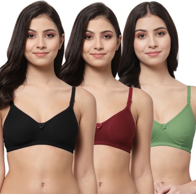 Docare NovaPad Women T-Shirt Lightly Padded Bra(Black, Maroon, Green)