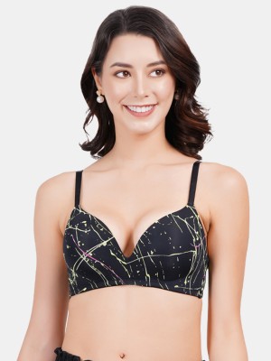 AMOUR SECRET Women T-Shirt Lightly Padded Bra(Black, Green)