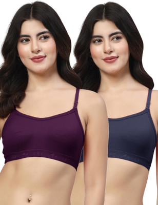 LILY 3321Mino Women Sports Non Padded Bra(Purple, Dark Blue)