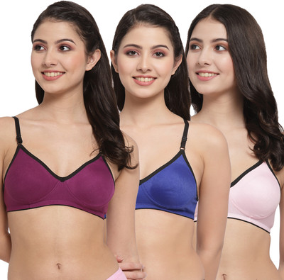 Docare M2Mino Women T-Shirt Non Padded Bra(Purple, Dark Blue, Pink)
