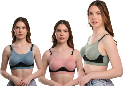 Liguria sports bra for girls Sports bra for women (Pack of3) Women Minimizer Non Padded Bra(Multicolor)