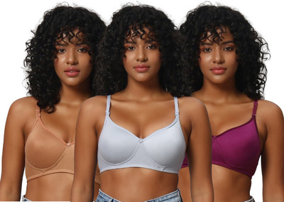 CALCADOS Combo pack of 3 Women Push-up Lightly Padded Bra(Purple, Orange, Grey)