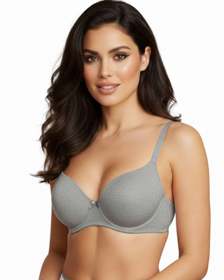 Saforia CuddleCot Padded Tshirt Bra Women T-Shirt Lightly Padded Bra(Grey)