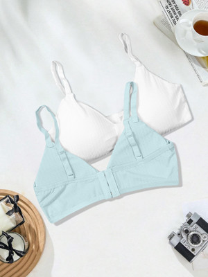NAGARVEL CREATION D/3337-WHT/SKY-P02-32 Women Push-up Lightly Padded Bra(White)