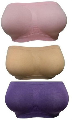 skinbeauty Seamless Tube Bra for Women – Strapless, Padded, Stretchable Lycra Bandeau Top Women Bandeau/Tube Non Padded Bra(Pink)