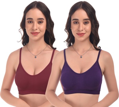 ELINA Women Sports Non Padded Bra(Maroon, Purple)