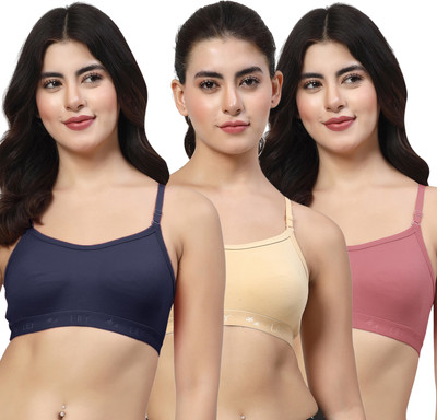 LILY 3321Mino Women Sports Non Padded Bra(Dark Blue, Beige, Maroon)