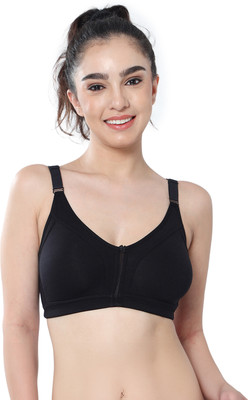 Envie Wire Free Full Coverage 200GSM Comfort Bra|Soft and Smooth Adjustable Strap Women T-Shirt Non Padded Bra(Black)