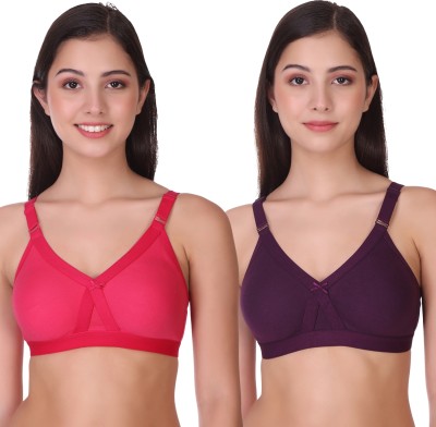 pooja ragenee CROSS MOLD Women Full Coverage Non Padded Bra(Pink, Purple)