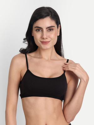Aimly Women's Cotton Non-Padded Low Coverage Sports Bra - Black (30) Women Sports Non Padded Bra(Black)