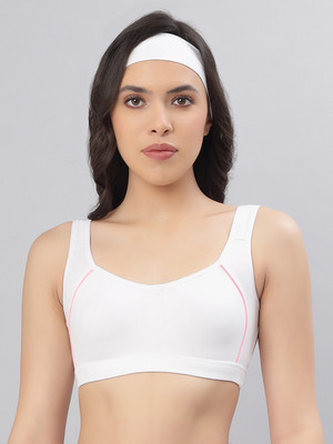 Luxora Women’s Non-Padded Sports Bra with Wide Straps and Full Coverage Women Sports Non Padded Bra(White)