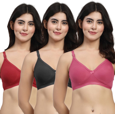 LILY ithsirdMino Women T-Shirt Non Padded Bra(Purple, Black, Maroon)
