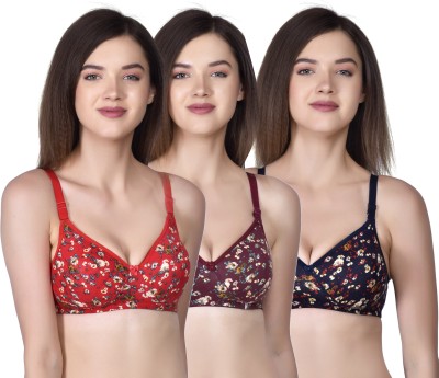 BEONWEAR BLACKFLOWER Women T-Shirt Lightly Padded Bra(Multicolor)