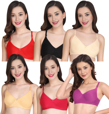 Liigne Women Everyday Padded Bra (Pack Of 6) for T-Shirt Saree Dress Sports Garment Women Full Coverage Lightly Padded Bra(Red)