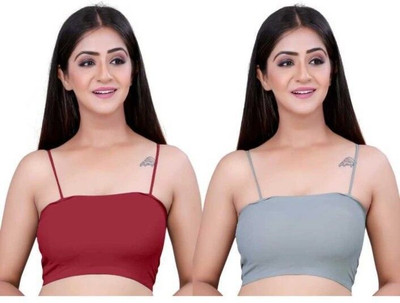 BRANKLY URJA Women Cami Bra Lightly Padded Bra Women Cami Bra Lightly Padded Bra(Grey, Maroon)