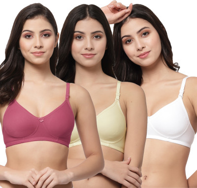 COLLEGE GIRL CG1301 Women T-Shirt Non Padded Bra(Maroon, Beige, White)