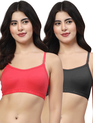 LILY 3321 Women Sports Non Padded Bra(Red, Black)
