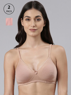 Dollar Missy Wire-Free Basic Support T-Shirt Women T-Shirt Non Padded Bra(Beige, Pink)