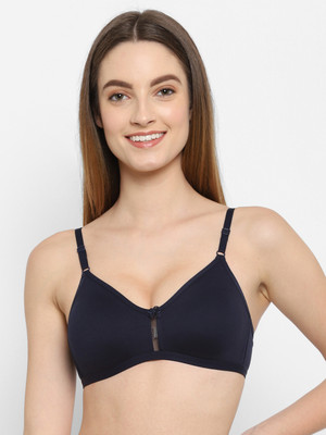 Floret Double Layer Seamless-Cup T-Shirt Bra Non Padded & Medium Coverage Women T-Shirt Non Padded Bra(Dark Blue)