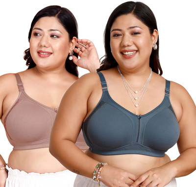 maashie M4414 Women's Side Panel Lace Double Layered Cups High Support Seamless Bra Women Everyday Non Padded Bra(Brown)