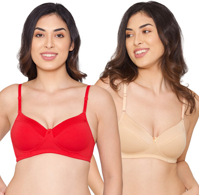 kalyani Madee Everyday Comfort Elegant Satin Neckline Padded T-Shirt Bras | Pack of 2 Women Everyday Lightly Padded Bra(Beige)