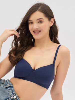 Clovia Women T-Shirt Lightly Padded Bra(Dark Blue)