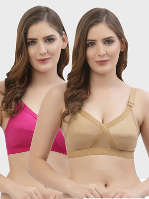 Floret Women Pack Of 2 Full Coverage Cotton Bra Women Full Coverage Non Padded Bra(Multicolor)