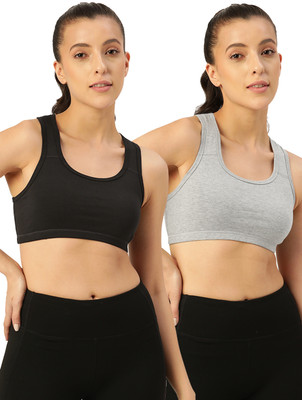 LEADING LADY Women Sports Non Padded Bra(Black, Grey)