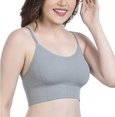 jd fashion Women's Lightly Padded Cotton Pull On Sport Bra For Everyday Wear Women Sports Lightly Padded Bra(Grey)