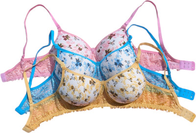 TULUSUN Pack of 3 Women Push-up Lightly Padded Bra (Pink, Blue, Yellow) Women Push-up Lightly Padded Bra(Pink, Blue, Yellow)