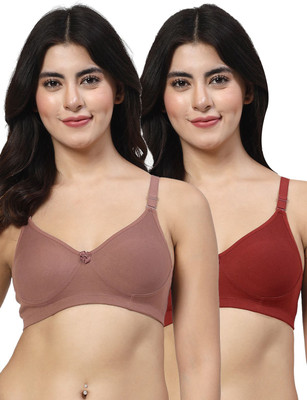 LILY Axela Moulded Double Layered Women Full Coverage Non Padded Bra(Brown, Maroon)