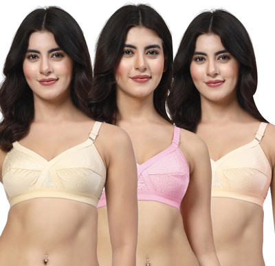 LILY ihskaneem Women Minimizer Non Padded Bra(Beige, Pink, Orange)
