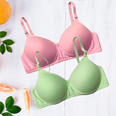 Piylu Women Full Coverage Lightly Padded Bra(Multicolor)