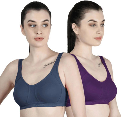 Vanila (Size 32, Pack of 2) Women Sports Non Padded Bra(Purple, Blue)