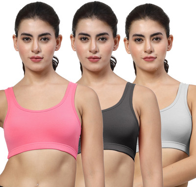 LILY Women Sports Non Padded Bra(Pink, Black, Grey)