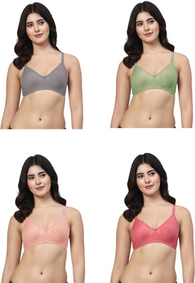 LILY ayir Women T-Shirt Non Padded Bra(Brown, Green, Pink, Pink)