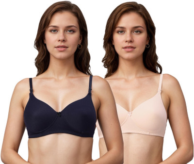 Cups & Lace Women T-Shirt Lightly Padded Bra(Multicolor)