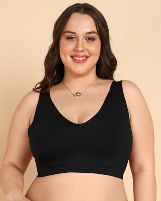 TWEENS Plus-Size Lightly Padded Cotton Bonded Seamless Bra Women Minimizer Lightly Padded Bra(Black)