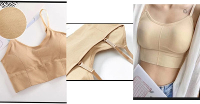 D C H Women Sports Lightly Padded Bra(Beige)