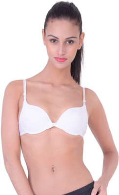 Quttos Quttos Pushup Padded Front Open Bra For Women Women Push-up Lightly Padded Bra(White)