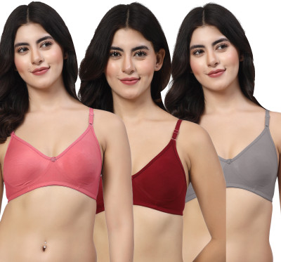 LILY ayir Women Bralette Non Padded Bra(Maroon, Maroon, Grey)