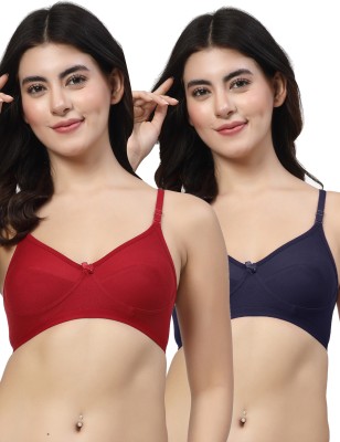 LILY Enimsaj Women Everyday Non Padded Bra(Maroon, Blue)