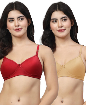 LILY maofcigam Women T-Shirt Heavily Padded Bra(Maroon, Gold)