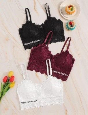 Restore Fashion 529 Women Bralette Lightly Padded Bra(Black, White, Maroon)