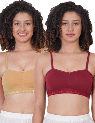 FigureFit AlexaSportsMino Women Sports Lightly Padded Bra(Maroon, Beige)