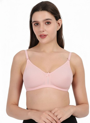WAONY Daily Comfort Full Coverage Bra Women T-Shirt Non Padded Bra(Pink)