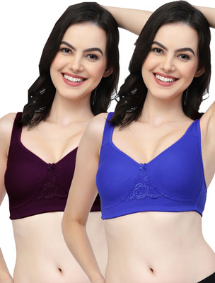 COLLEGE GIRL CG1214Mino Women Minimizer Non Padded Bra(Dark Blue, Purple)